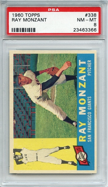 1960 Topps 338 Ray Monzant PSA NM-MT 8