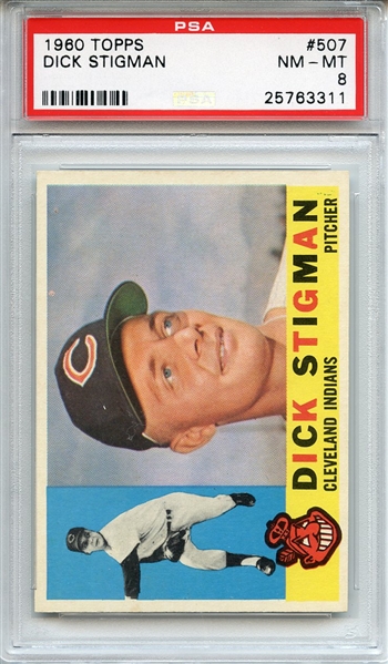 1960 Topps 507 Dick Stigman PSA NM-MT 8