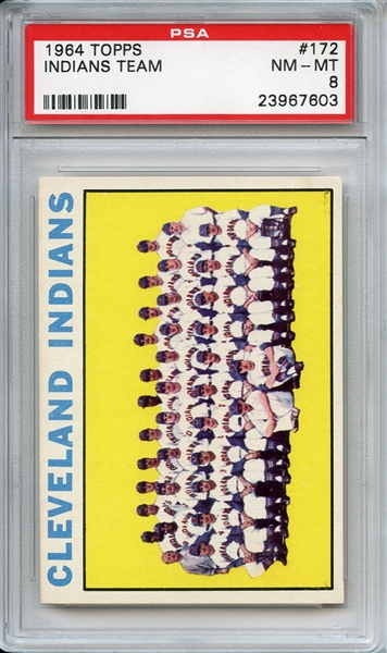 1964 Topps 172 Cleveland Indians Team PSA NM-MT 8