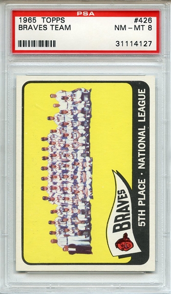 1965 Topps 426 Milwaukee Braves Team PSA NM-MT 8