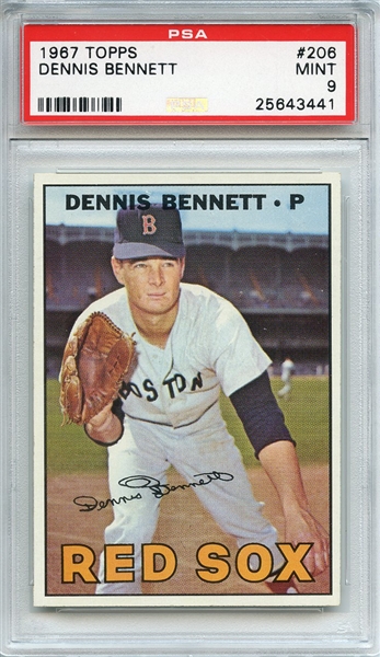 1967 Topps 206 Dennis Bennett PSA MINT 9