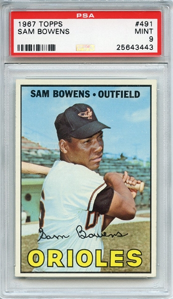 1967 Topps 491 Sam Bowens PSA MINT 9