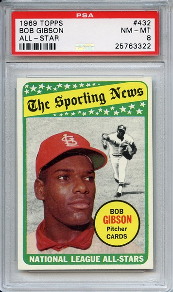 1969 Topps 432 Bob Gibson All Star PSA NM-MT 8