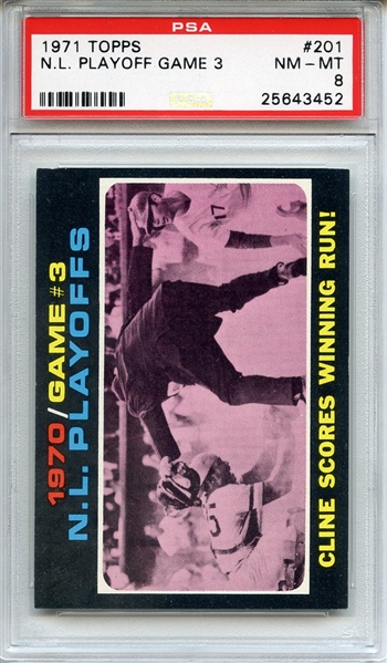 1971 Topps 201 NL Playoff Game 3 PSA NM-MT 8