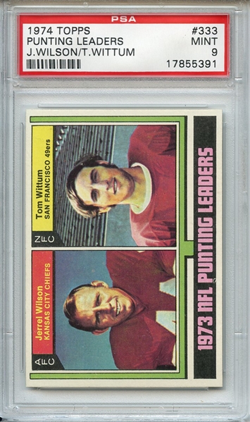 1974 Topps 333 Punting Leaders PSA MINT 9