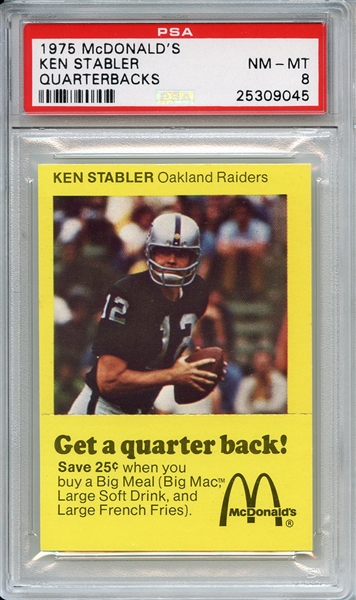 1975 McDonald's Quarterbacks Ken Stabler PSA NM-MT 8