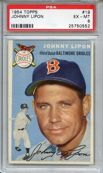 1954 Topps 19 Johnny Lipon PSA EX-MT 6