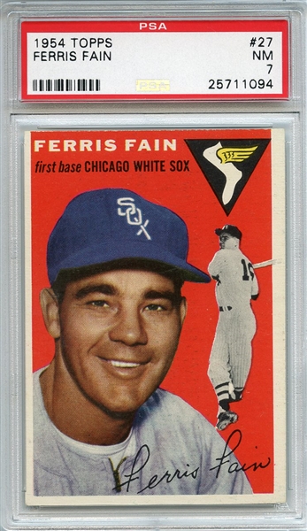 1954 Topps 27 Ferris Fain PSA NM 7