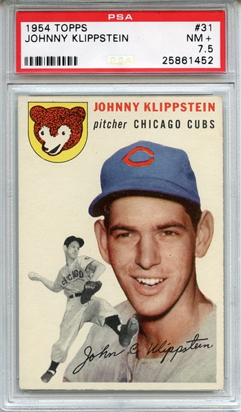 1954 Topps 31 Johnny Klippstein PSA NM+ 7.5
