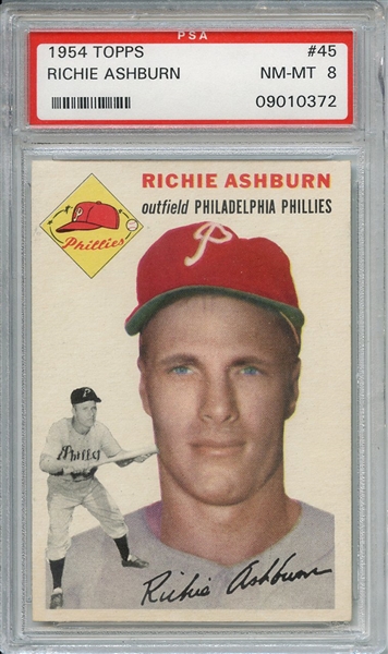 1954 Topps 45 Richie Ashburn PSA NM-MT 8