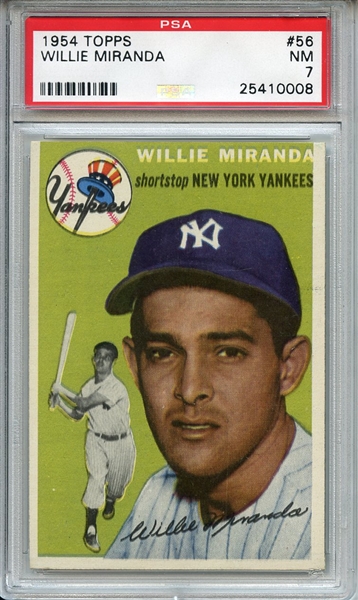 1954 Topps 56 Willie Miranda PSA NM 7