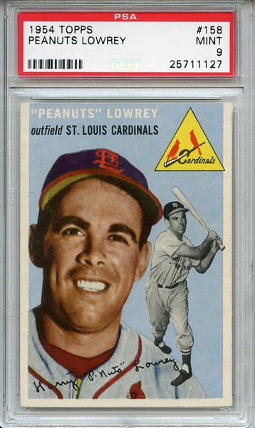 1954 Topps 158 Peanuts Lowrey PSA MINT 9