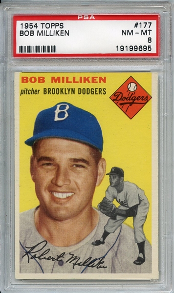 1954 Topps 177 Bob Milliken PSA NM-MT 8