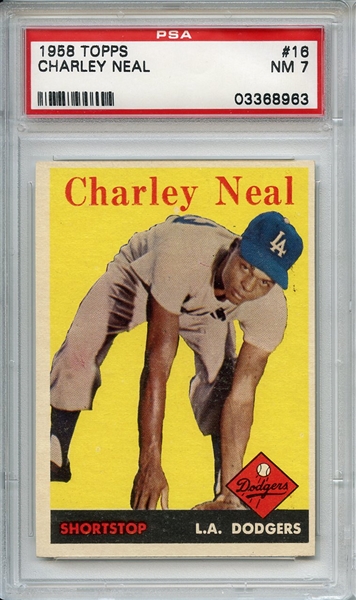 1958 Topps 16 Charley Neal PSA NM 7