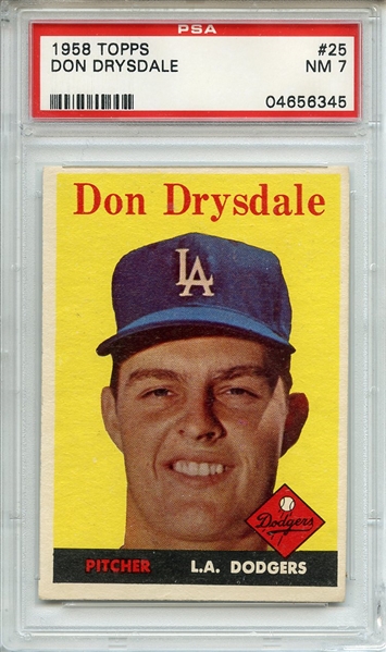 1958 Topps 25 Don Drysdale PSA NM 7
