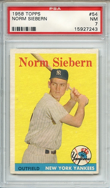 1958 Topps 54 Norm Siebern RC PSA NM 7