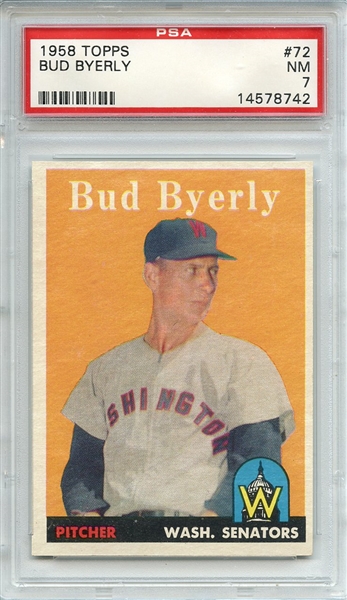 1958 Topps 72 Bud Byerly PSA NM 7