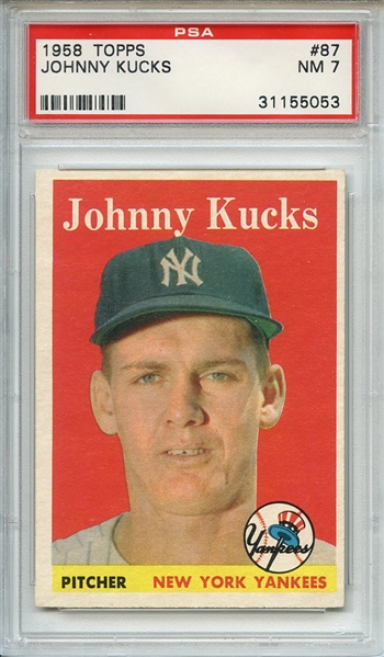 1958 Topps 87 Johnny Kucks PSA NM 7