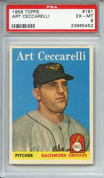1958 Topps 191 Art Ceccarelli PSA EX-MT 6
