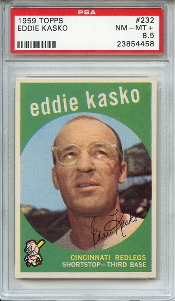 1959 Topps 232 Eddie Kasko White Back PSA NM-MT+ 8.5