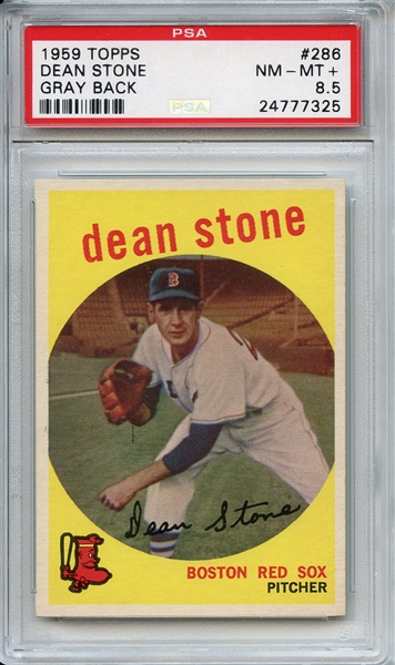 1959 Topps 286 Dean Stone Gray Back PSA NM-MT+ 8.5