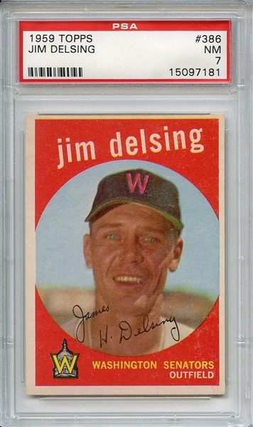 1959 Topps 386 Jim Delsing PSA NM 7