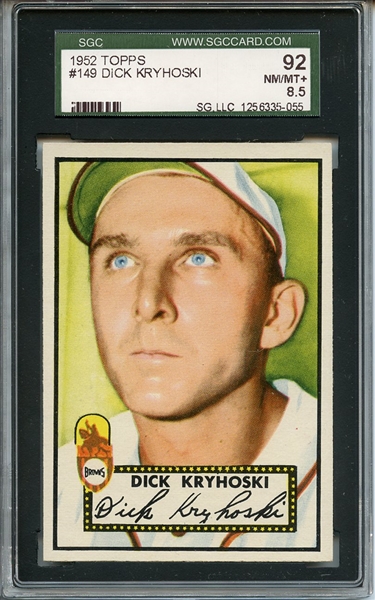 1952 Topps 149 Dick Kryhoski SGC NM/MT+ 92 / 8.5