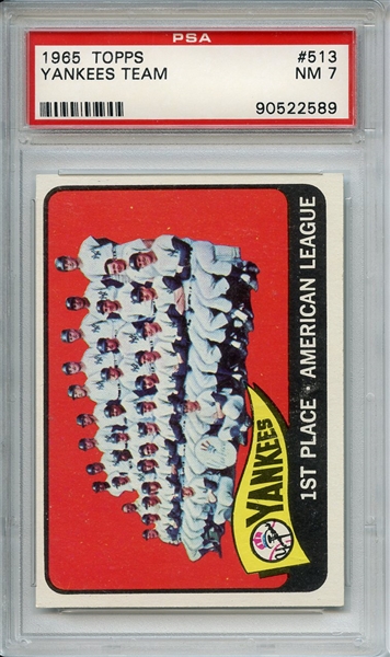 1965 Topps 513 New York Yankees Team PSA NM 7