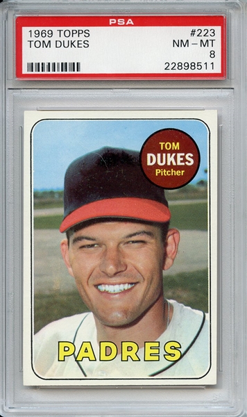 1969 Topps 223 Tom Dukes PSA NM-MT 8