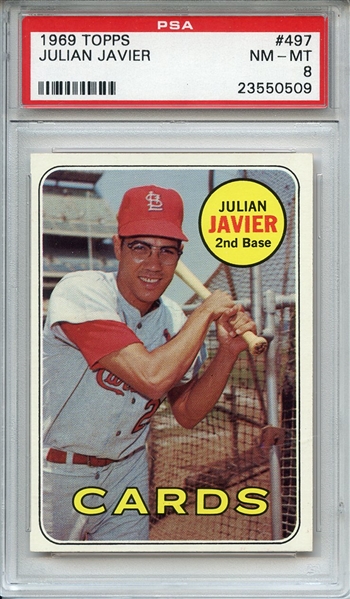 1969 Topps 497 Julian Javier PSA NM-MT 8