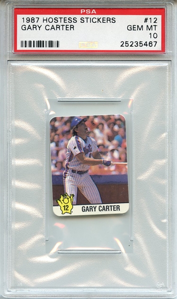 1987 Hostess Stickers 12 Gary Carter PSA GEM MT 10