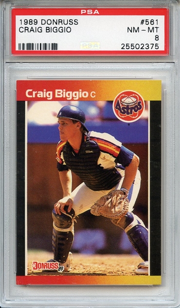 1989 Donruss 561 Craig Biggio RC PSA NM-MT 8