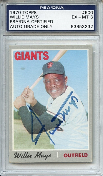Willie Mays Signed 1970 Topps Baseball Card PSA/DNA