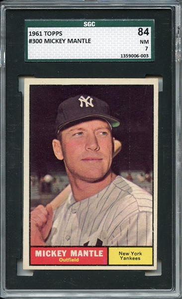 1961 Topps 300 Mickey Mantle SGC NM 84 / 7