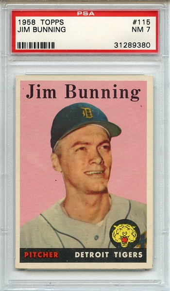 1958 Topps 115 Jim Bunning PSA NM 7