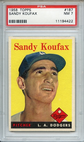 1958 Topps 187 Sandy Koufax PSA NM 7