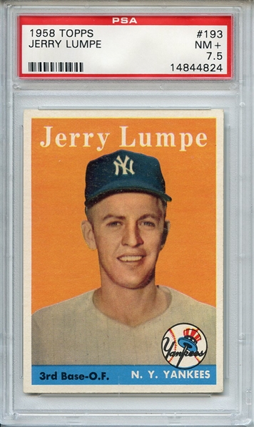 1958 Topps 193 Jerry Lumpe PSA NM+ 7.5