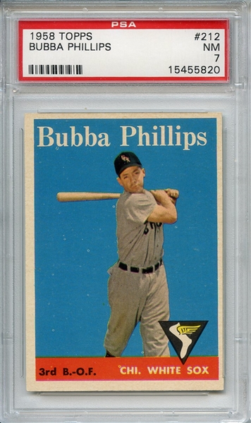1958 Topps 212 Bubba Phillips PSA NM 7