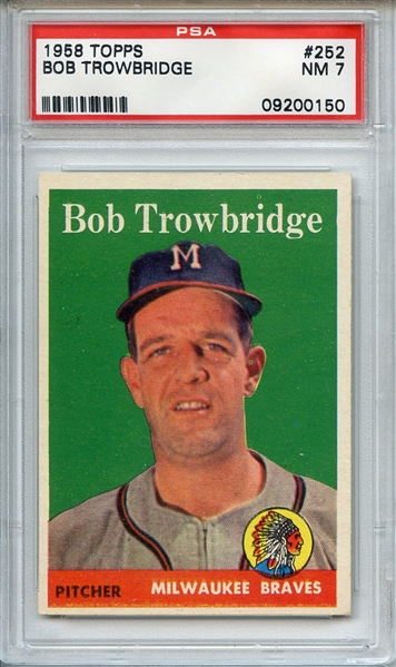 1958 Topps 252 Bob Trowbridge PSA NM 7