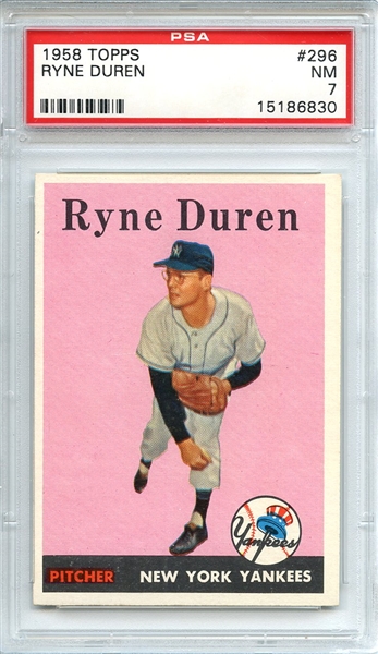 1958 Topps 296 Ryne Duren PSA NM 7