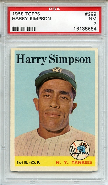 1958 Topps 299 Harry Simpson PSA NM 7