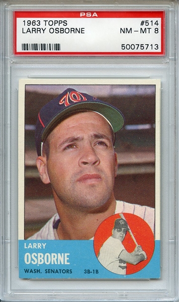 1963 Topps 514 Larry Osborne PSA NM-MT 8