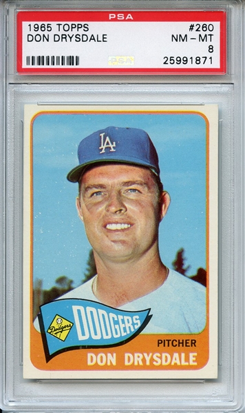 1965 Topps 260 Don Drysdale PSA NM-MT 8