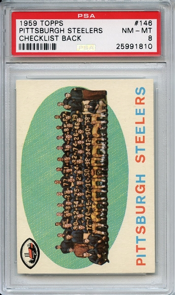 1959 Topps 146 Pittsburgh Steelers Team PSA NM-MT 8