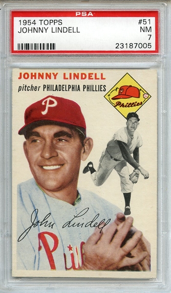 1954 Topps 51 Johnny Lindell PSA NM 7