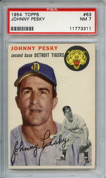 1954 Topps 63 Johnny Pesky PSA NM 7