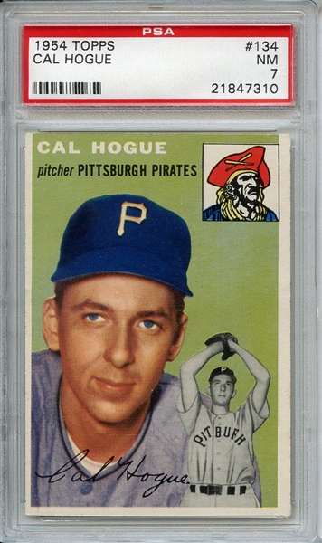 1954 Topps 134 Cal Hogue PSA NM 7