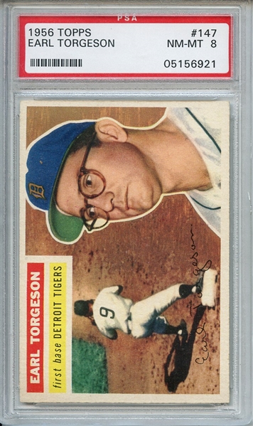 1956 Topps 147 Earl Torgeson Gray Back PSA NM-MT 8