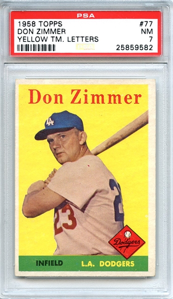 1958 Topps 77 Don Zimmer Yellow Letter PSA NM 7