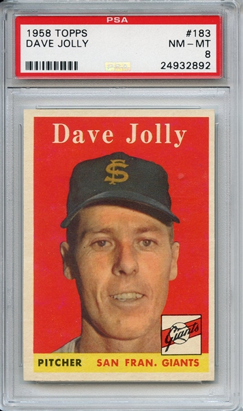 1958 Topps 183 Dave Jolly PSA NM-MT 8